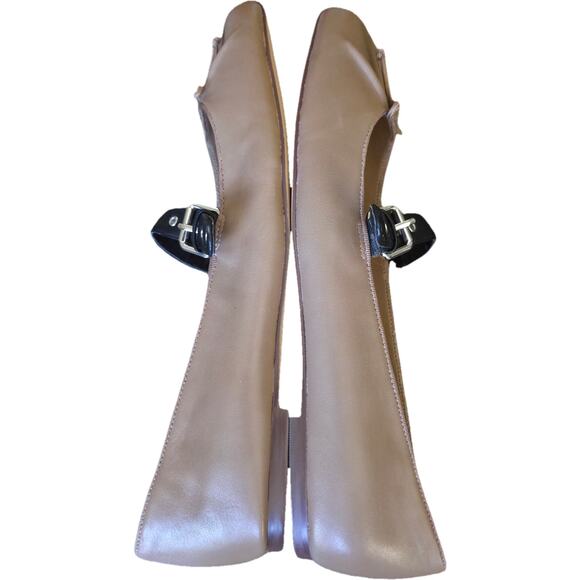 NWOB Nine West Taupe Beige Black Leather ZAIB Coquette Feminine Ballet Flats 10M - Picture 10 of 10